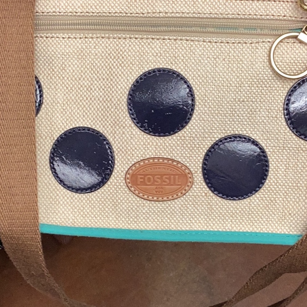 Fossil Crossbody Canvas Bag With Polkadot Design - image 3